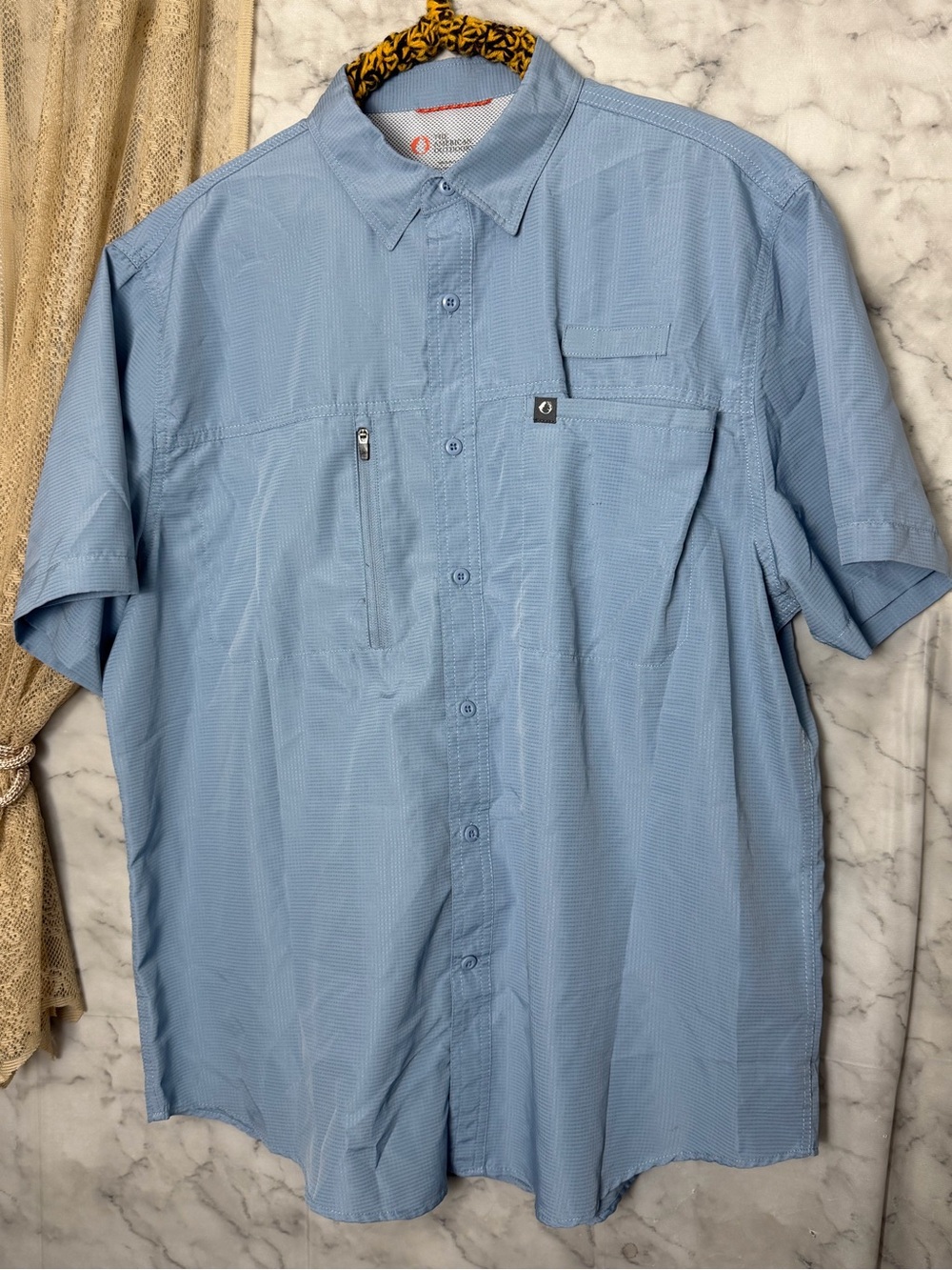 The American Outdoorsman Men’s XL Blue Fishing Shirt Vented Short Sleeve Outdoor